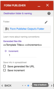 A screenshot showing how to set the output folder for Form Publisher.