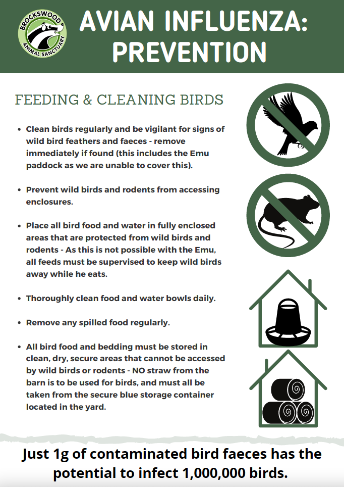 informative signage about feeding and cleaning procedures