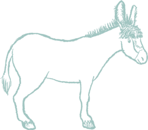 A blue ambassador resident donkey drawing