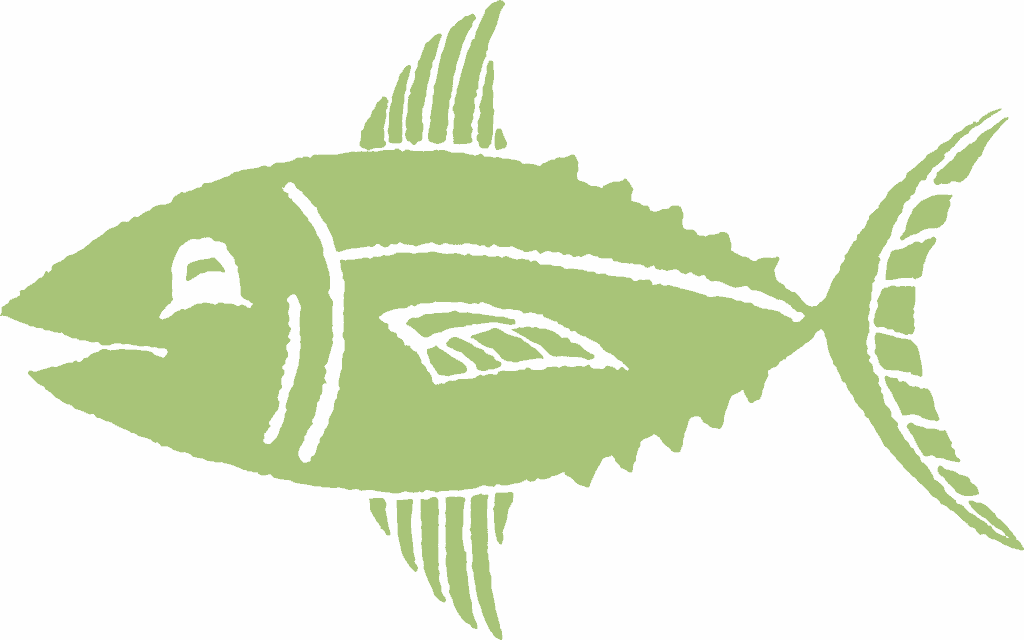 An image of a smiling green fish