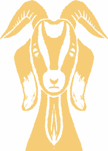 A yellow goat drawing frowning
