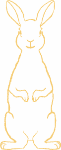 a graphic of a happy yellow rabbit