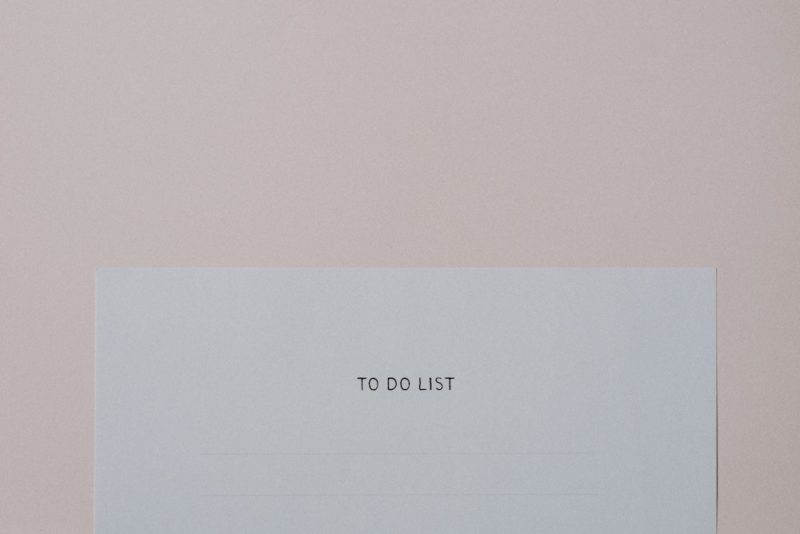 white sheet of paper that reads "To Do List"