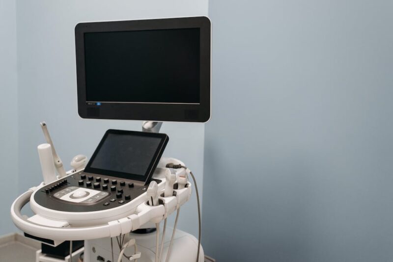 an ultrasound machine and computer monitor