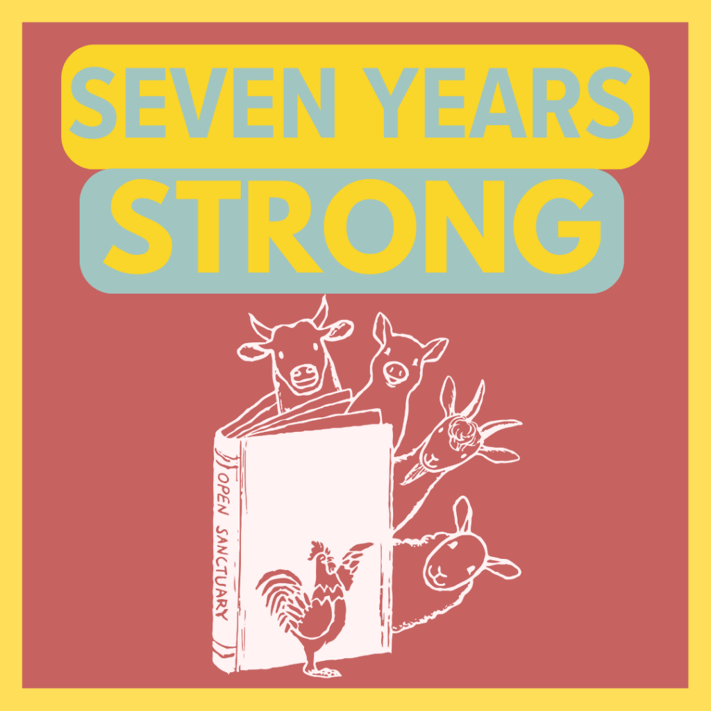 A design that says "seven years strong"