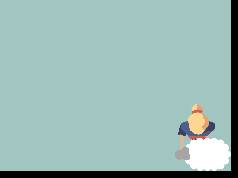 The same caregiver and sheep are now positioned so that the caregiver is on one side of the sheep and a barrier is on the other. They are backed into a corner, so they are unable to back up.
