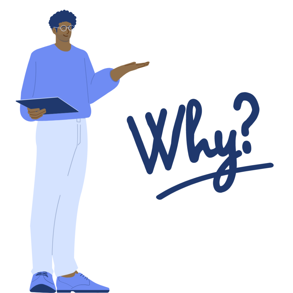 an illustration of a person in a blue shirt and white pants