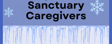 An image with a light purple background, with text reading: 6 Winter Safety Tips For Sanctuary Caregivers Infographic