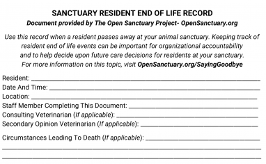 A sample of our end of life record