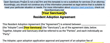 A sample of our sanctuary resident adoption contract template!