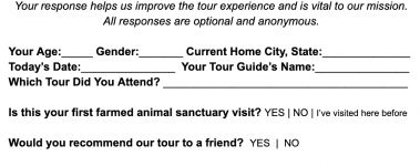 A sample of our free visitor survey for animal sanctuaries!