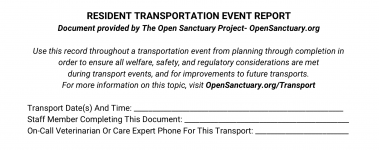 A sample of our transportation event report form!