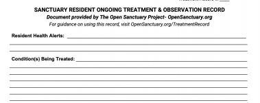 A sample of our resident treatment and observation record!